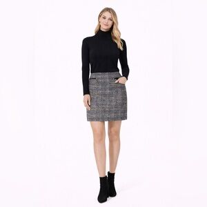 LOFT Gray Black Pencil Skirt Knee-Length Work
